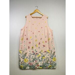 LOFT PLUS Floral Print‎ Sleeveless Pink Dress Women's Size 24 A-Line